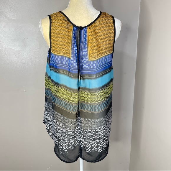 August Silk Options Women Sz Small Multicolored Chiffon Semi Sheers Top - Picture 2 of 12